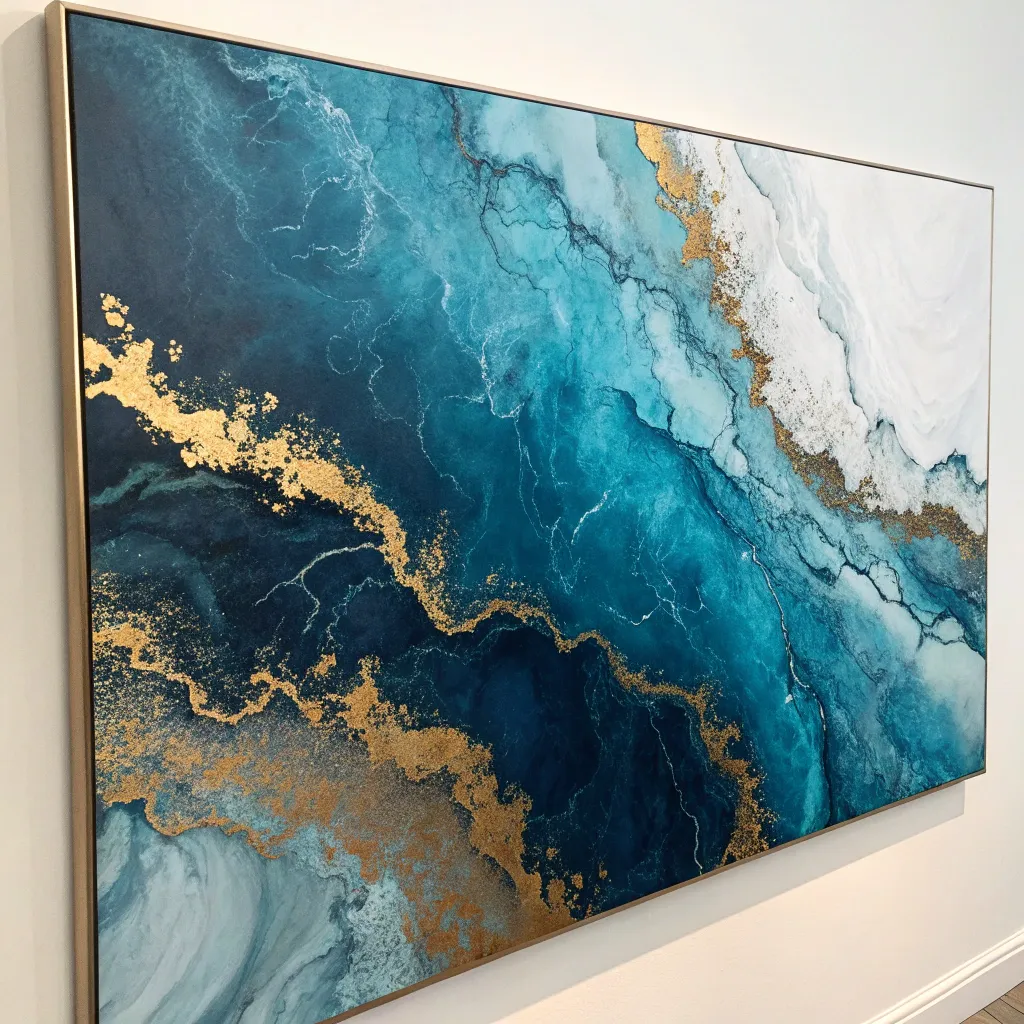 Abstract Artwork in Blue and Gold