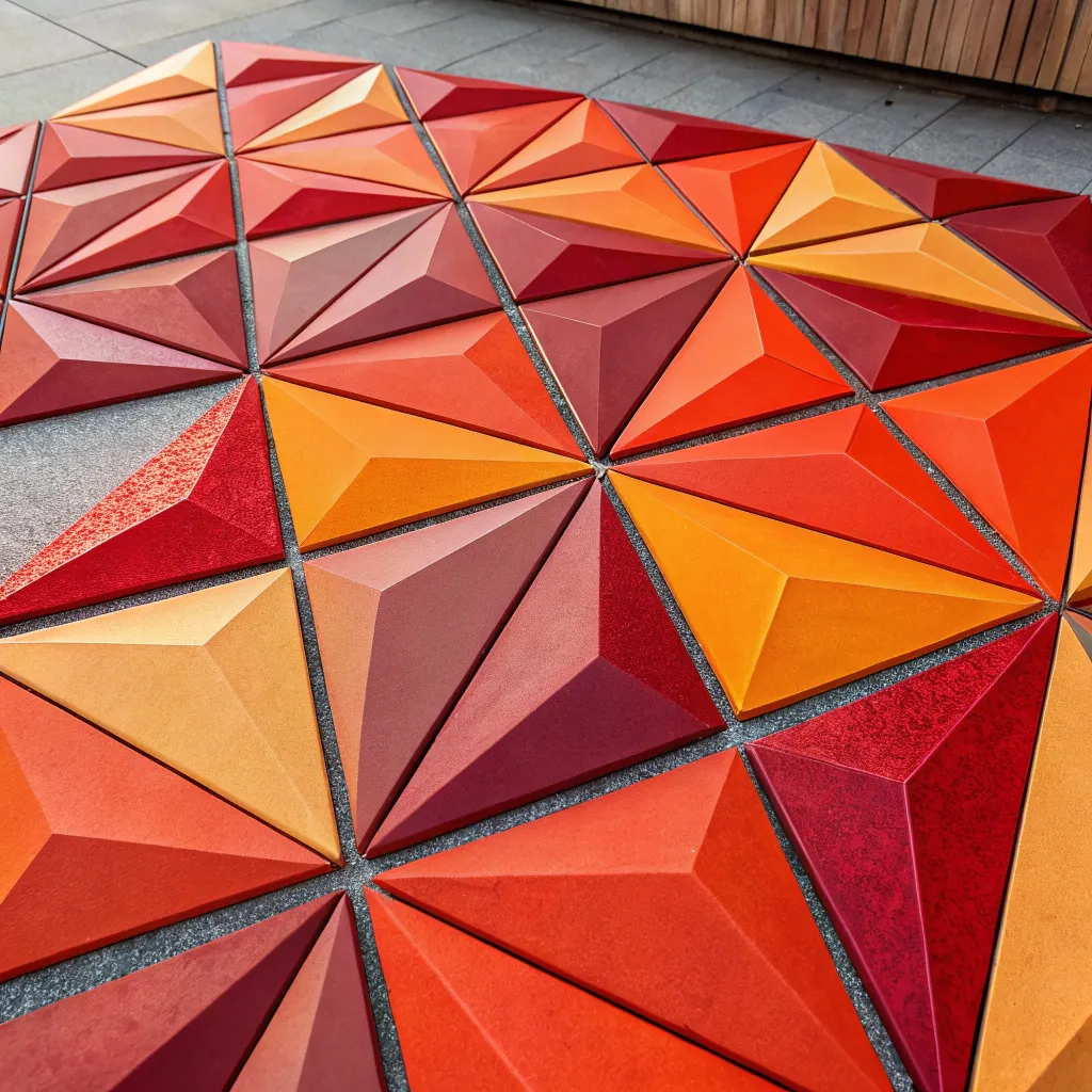 Vibrant Geometric Shapes in Reds and Oranges